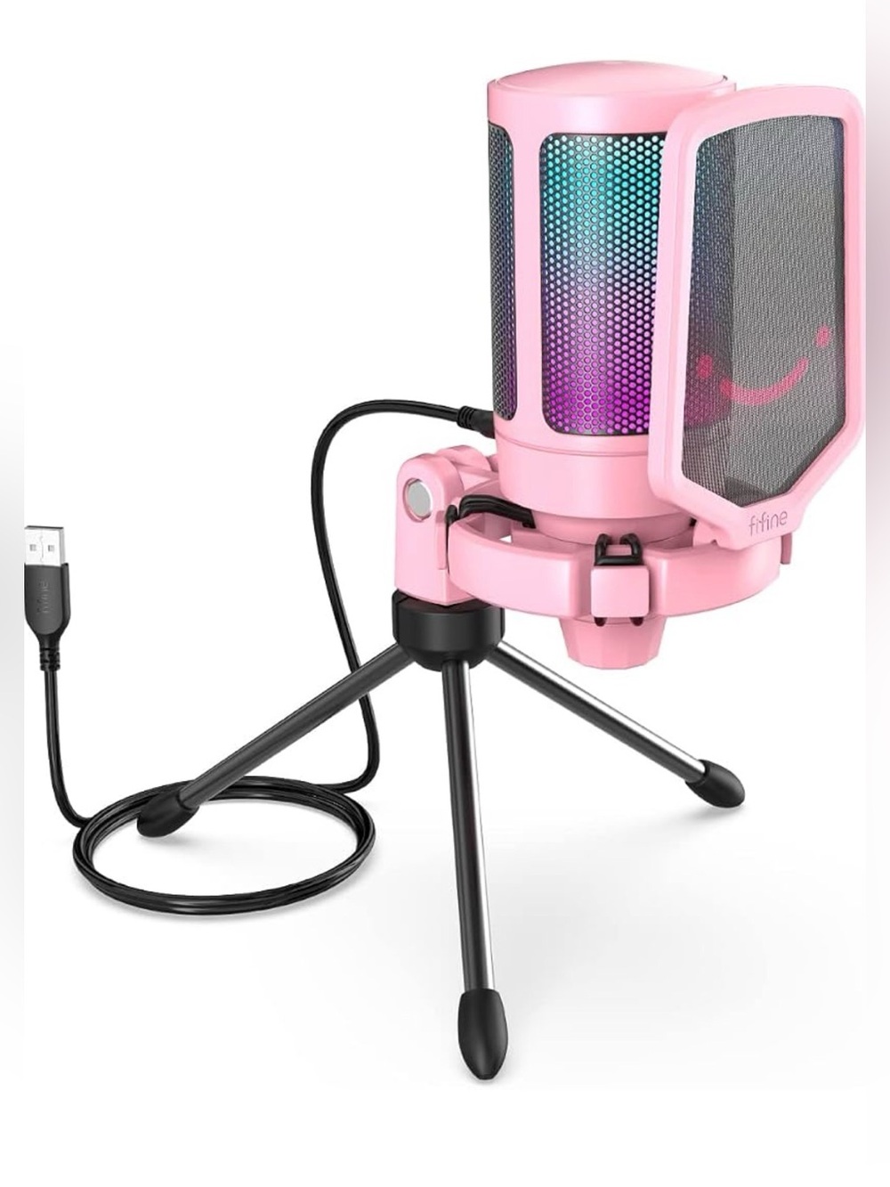 Pink USB Condenser Microphone with Tripod & Pop Filter